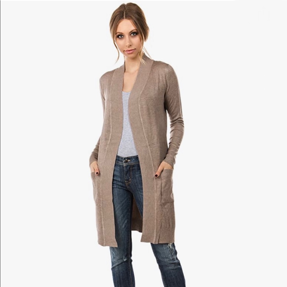 Camel duster sweater